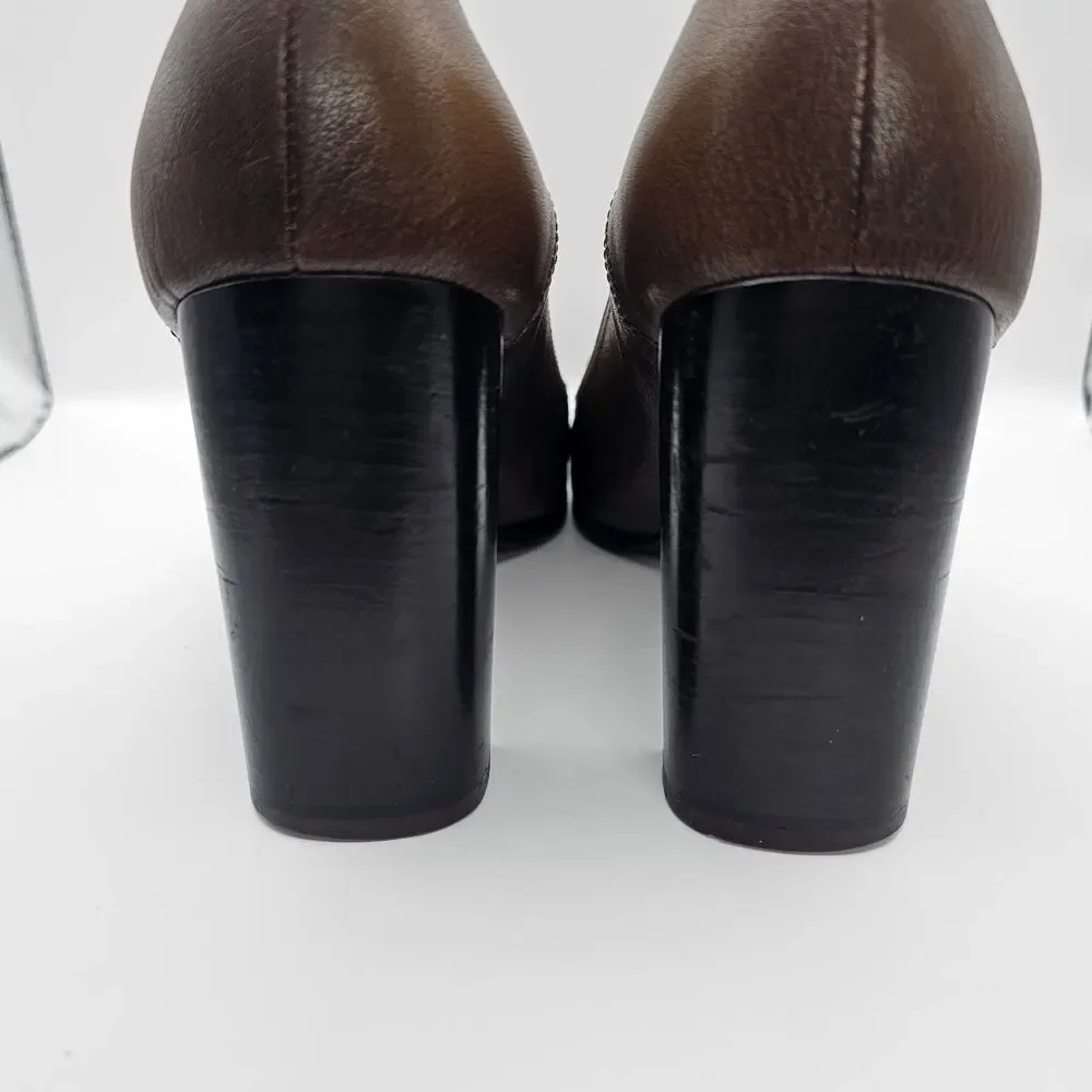 Miu Miu Vintage 90s Brown Leather Lace Up Corset Square Toe Pump Heels 40 9